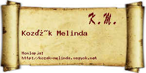 Kozák Melinda névjegykártya